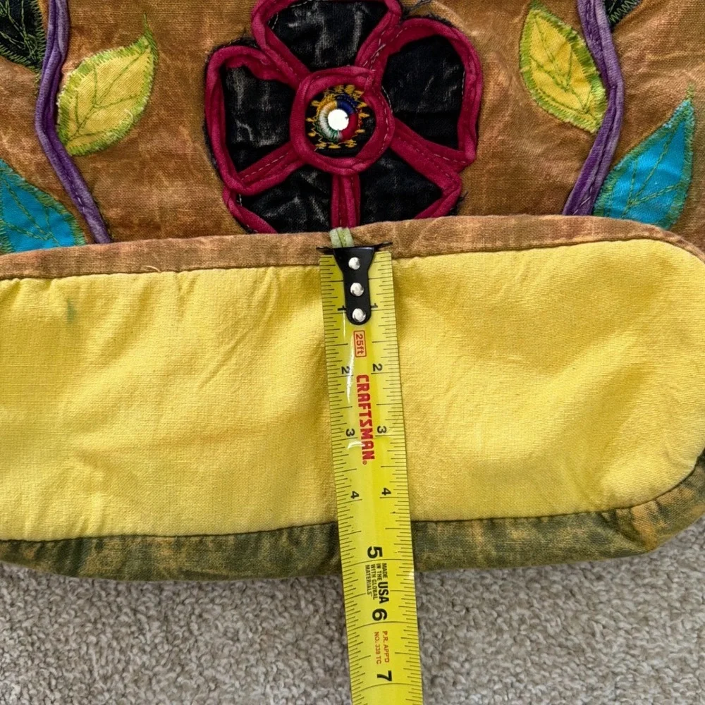 Boho Patchwork Floral Embroidered Cotton Hobo Bag Nepal Crossbody Hippie Slouchy